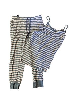 la Vie en Rose Striped Pajama Set - Camisole & Joggers - Pink/Grey - Large